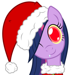 Size: 960x960 | Tagged: safe, twilight sparkle, g4, christmas ponies, clothes, cute, discorded, female, fusion, hat, santa costume, santa hat, simple background, solo, tddts, vector, white background, wink