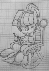 Size: 678x979 | Tagged: safe, twilight sparkle, g4, chair, reading, rocking chair, sketch