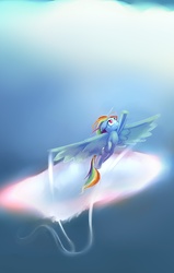 Size: 1906x3000 | Tagged: safe, artist:gsphere, rainbow dash, g4, female, floppy ears, flying, large wings, solo, spread wings