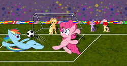 Size: 900x473 | Tagged: safe, artist:fumineitor, applejack, fluttershy, pinkie pie, rainbow dash, twilight sparkle, g4, flag, football, sports