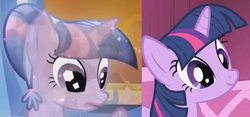 Size: 885x413 | Tagged: safe, screencap, twilight sparkle, g4, my little pony: friendship is magic, the crystal empire, comparison, crystal twilight, crystallized, eyes