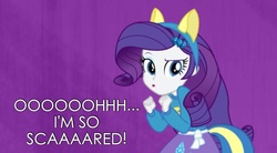 Size: 1800x997 | Tagged: safe, rarity, equestria girls, g4, female, image macro, reaction image, sarcasm, solo