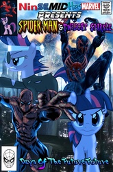 Size: 630x956 | Tagged: safe, artist:erichgrooms3, twilight sparkle, g4, cover, crossover, future twilight, male, spider-man, spider-man 2099, spidertwi