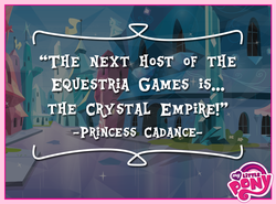 Size: 850x628 | Tagged: safe, princess cadance, equestria games (episode), g4, official, crystal empire, equestria games, quote, text