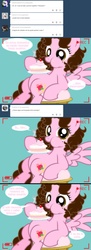 Size: 1236x3393 | Tagged: safe, artist:shinta-girl, oc, oc only, oc:shinta pony, ask, belly, comic, fat, puffy cheeks, spanish, translated in the description, tumblr