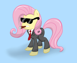 Size: 1325x1080 | Tagged: safe, artist:lomeo, fluttershy, g4, business, businessmare, cigar, clothes, female, solo, suit
