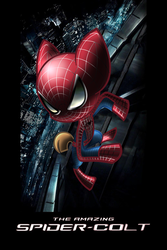 Size: 2848x4272 | Tagged: safe, artist:voltictail, featherweight, g4, male, marvel, parody, poster, solo, spider-man, spidercolt, the amazing spider-man