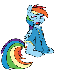 Size: 592x719 | Tagged: safe, artist:crade, rainbow dash, g4, clothes, female, hoodie, solo, tired, yawn
