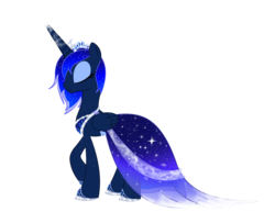 Size: 9600x7800 | Tagged: safe, artist:deldiz, princess luna, g4, absurd resolution, alternate hairstyle, clothes, dress, eyes closed, female, simple background, smiling, solo, transparent background, vector