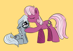 Size: 800x563 | Tagged: safe, artist:tiki2, artist:xioade, cheerilee, silver spoon, earth pony, pony, g4, glasses, kissing