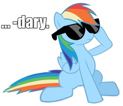 Size: 2048x1773 | Tagged: safe, rainbow dash, g4, brick joke, female, followup, how i met your mother, quote, solo, sunglasses, swag, text