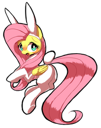 Size: 713x900 | Tagged: safe, artist:30clock, fluttershy, pegasus, pony, g4, bunny costume, bunny ears, bunnyshy, butt, clothes, female, pixiv, plot, solo