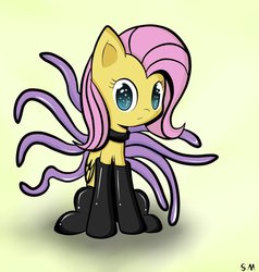 Size: 871x916 | Tagged: safe, artist:spikedmauler, fluttershy, pegasus, pony, g4, clothes, cult leader fluttershy, female, kinky cultershy, solo, stockings, tentacles