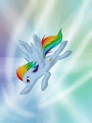 Size: 700x933 | Tagged: useless source url, safe, artist:krololo, rainbow dash, g4, female, flying, solo