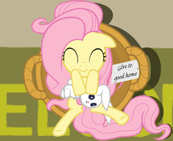 Size: 2800x2280 | Tagged: safe, artist:beavernator, fluttershy, pegasus, pony, g4, adoption, basket, beavernator is trying to murder us, cute, female, filly, filly fluttershy, floppy ears, high angle, lying down, on back, plushie, shyabetes, solo, weapons-grade cute, younger