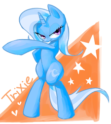 Size: 450x500 | Tagged: safe, artist:30clock, trixie, pony, g4, bipedal, female, pixiv, solo