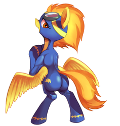 Size: 700x737 | Tagged: safe, artist:30clock, spitfire, g4, butt, female, pixiv, plot, solo, wonderbolts uniform