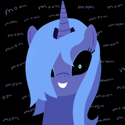 Size: 500x500 | Tagged: safe, artist:poppin, princess luna, ask loony luna, loony luna, g4, black sclera, female, solo