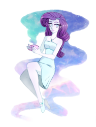 Size: 778x1028 | Tagged: safe, artist:soudas, rarity, equestria girls, g4, cup, drink, female, nail polish, shoulderless, solo, surreal