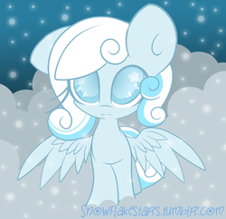 Size: 1024x993 | Tagged: safe, artist:starlightlore, oc, oc only, oc:snowdrop, pony, cloud, cloudy, snow, snowfall, solo