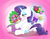 Size: 1200x924 | Tagged: safe, artist:pia-sama, rarity, spike, dragon, pony, unicorn, g4, bouquet, duo, female, kiss mark, kissing, lipstick, male, ship:sparity, shipping, straight