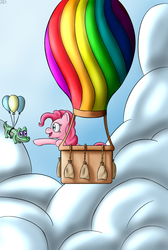 Size: 1098x1636 | Tagged: safe, artist:dreambreaker, gummy, pinkie pie, g4, balloon, hot air balloon