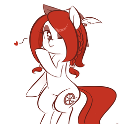 Size: 600x600 | Tagged: safe, artist:jessy, oc, oc only, oc:madeleine wing, pegasus, pony, bipedal, hat, heart, solo, wink