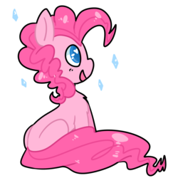 Size: 1000x1000 | Tagged: safe, artist:pegacornss, pinkie pie, earth pony, pony, g4, female, heart eyes, mare, open mouth, profile, simple background, sitting, solo, transparent background, wingding eyes