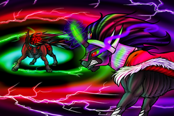 Size: 1024x682 | Tagged: safe, artist:wolframclaws, king sombra, g4, antagonist, dark magic, duel, magic, sombra eyes