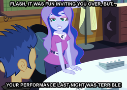 Size: 668x475 | Tagged: safe, edit, edited screencap, screencap, flash sentry, princess luna, vice principal luna, equestria girls, g4, my little pony equestria girls, image macro, implied lunasentry, implied teacher-student romance, luna's office, this will end in jail time