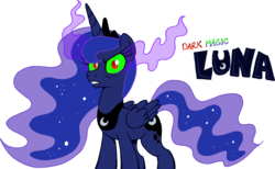 Size: 5150x3178 | Tagged: safe, artist:redapropos, princess luna, alicorn, pony, g4, dark magic, female, jewelry, magic, mare, peytral, simple background, solo, sombra eyes, tiara, transparent background