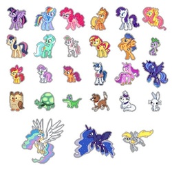 Size: 500x500 | Tagged: safe, artist:kevfin, angel bunny, apple bloom, applejack, blossomforth, bon bon, derpy hooves, flash sentry, fluttershy, gummy, lyra heartstrings, opalescence, owlowiscious, pinkie pie, princess cadance, princess celestia, princess luna, rainbow dash, rarity, scootaloo, shining armor, spike, sunset shimmer, sweetie belle, sweetie drops, tank, twilight sparkle, winona, alicorn, earth pony, pegasus, pony, unicorn, g4, cutie mark crusaders, everypony, female, mane six, mare, pixel art, s1 luna, simple background, sprite, twilight sparkle (alicorn), vector, white background