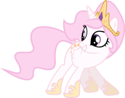 Size: 5000x3914 | Tagged: safe, artist:lightningbolt, princess celestia, alicorn, pony, g4, butt shake, female, filly, pink-mane celestia, show accurate, simple background, smiling, solo, sunshine sunshine, transparent background, vector, young, younger