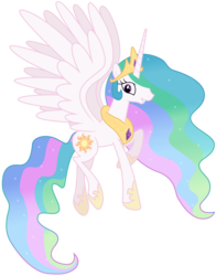 Size: 6183x7902 | Tagged: safe, artist:stillfire, princess celestia, alicorn, pony, g4, keep calm and flutter on, absurd resolution, female, flying, mare, simple background, smiling, solo, spread wings, transparent background, vector