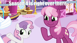 Size: 1085x610 | Tagged: safe, cheerilee, sweetie belle, g4, caption