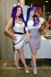 Size: 798x1200 | Tagged: safe, artist:yayacosplay, rarity, twilight sparkle, human, g4, cosplay, irl, irl human, photo