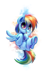 Size: 1399x2194 | Tagged: safe, artist:kaermter, rainbow dash, pegasus, pony, g4, cute, dashabetes, female, looking at you, open mouth, simple background, smiling, solo, spread wings, transparent background, underhoof