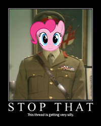 Size: 600x750 | Tagged: safe, pinkie pie, g4, caption, demotivational poster, meme, monty python, serious pie, the colonel