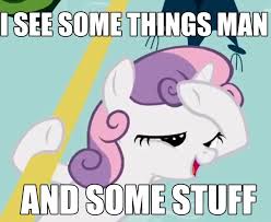 Size: 248x203 | Tagged: safe, sweetie belle, g4, female, image macro, solo, stoned