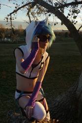 Size: 640x960 | Tagged: safe, artist:pyrotempertantrum, dj pon-3, vinyl scratch, human, g4, belly button, cosplay, irl, irl human, midriff, photo, solo