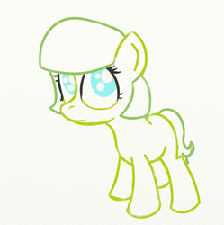 Size: 584x586 | Tagged: safe, artist:evetssteve, oc, oc only, blank flank, female, filly, sketch, solo