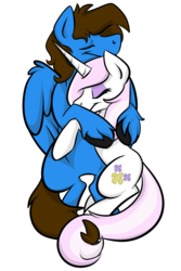 Size: 1280x1920 | Tagged: safe, artist:irishthorns, fleur-de-lis, oc, oc:sky dive, pegasus, pony, unicorn, g4, canon x oc, commission, cuddling, cute, female, fleurdive, mare, simple background, snuggling, transparent background, unshorn fetlocks