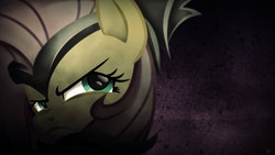 Size: 1024x576 | Tagged: safe, artist:itchykitchy, artist:karl97, fluttershy, g4, armor, dark, female, solo, vector, wallpaper