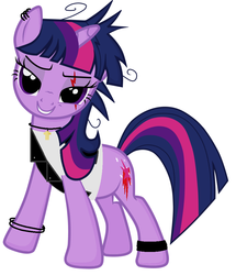 Size: 829x963 | Tagged: safe, edit, twilight sparkle, g4, alternate hairstyle, art theft, bedroom eyes, female, punk, simple background, solo, white background