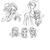 Size: 1200x1200 | Tagged: safe, artist:zev, applejack, fluttershy, pinkie pie, princess celestia, rainbow dash, rarity, twilight sparkle, g4, clothes, dress, gala dress, grayscale, mane six, monochrome