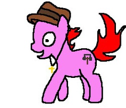 Size: 263x226 | Tagged: safe, artist:pewdie-pinkiepie, oc, oc only, oc:clarance, earth pony, pony, 1000 hours in ms paint, christianity, cross, fedora, hat, headphones, ms paint, necklace, religion, solo