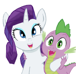 Size: 496x480 | Tagged: safe, artist:hipster-ponies, rarity, spike, dragon, pony, unicorn, g4, female, male, ship:sparity, shipping, simple background, straight, transparent background