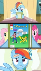 Size: 580x1000 | Tagged: safe, edit, edited screencap, screencap, fluttershy, pinkie pie, rainbow dash, g4, read it and weep, bandaid, bed, chris chan, comic, hospital bed, meme, ponychu, reading rainbow, screencap comic, sonic the hedgehog, sonic the hedgehog (series), sonichu, this is gonna suck