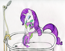 Size: 1549x1235 | Tagged: safe, artist:ryouga1100, rarity, spike, g4, female, male, ship:sparity, shipping, straight