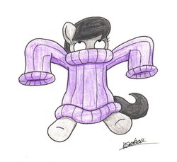 Size: 935x855 | Tagged: safe, artist:bobthedalek, octavia melody, earth pony, pony, g4, clothes, female, oversized clothes, solo, sweater